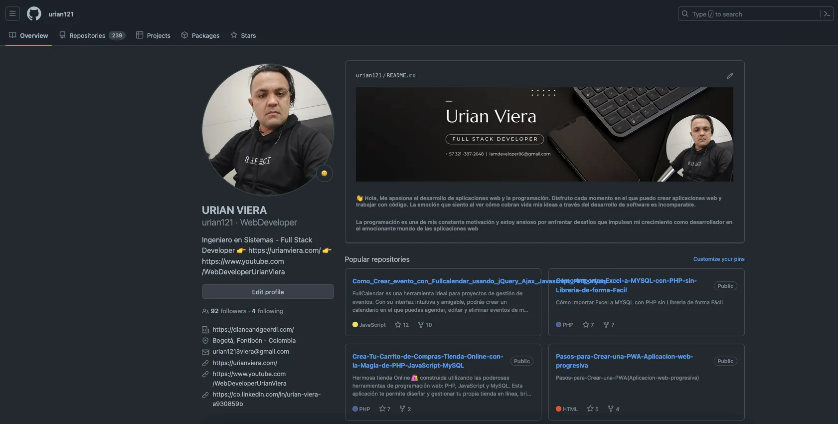 Urian Viera Full Stack Developer autodidacta